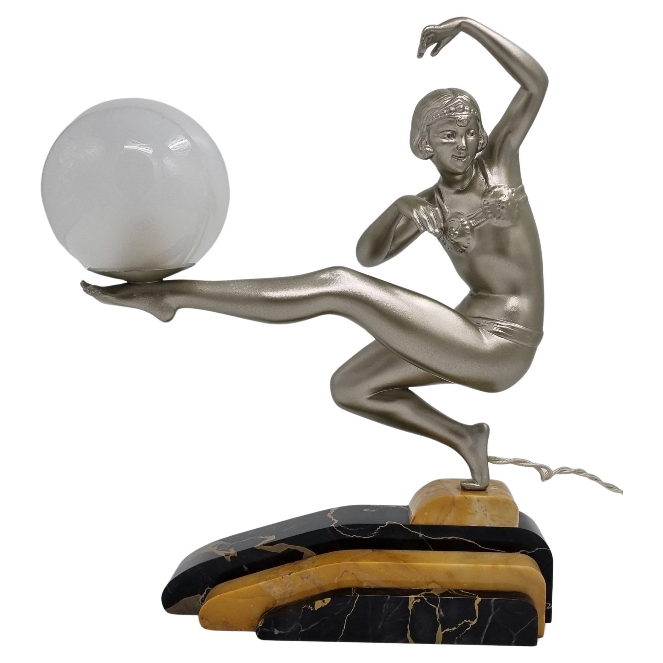 Art Deco Lamp Harem Dancer By Van De Voorde For Sale