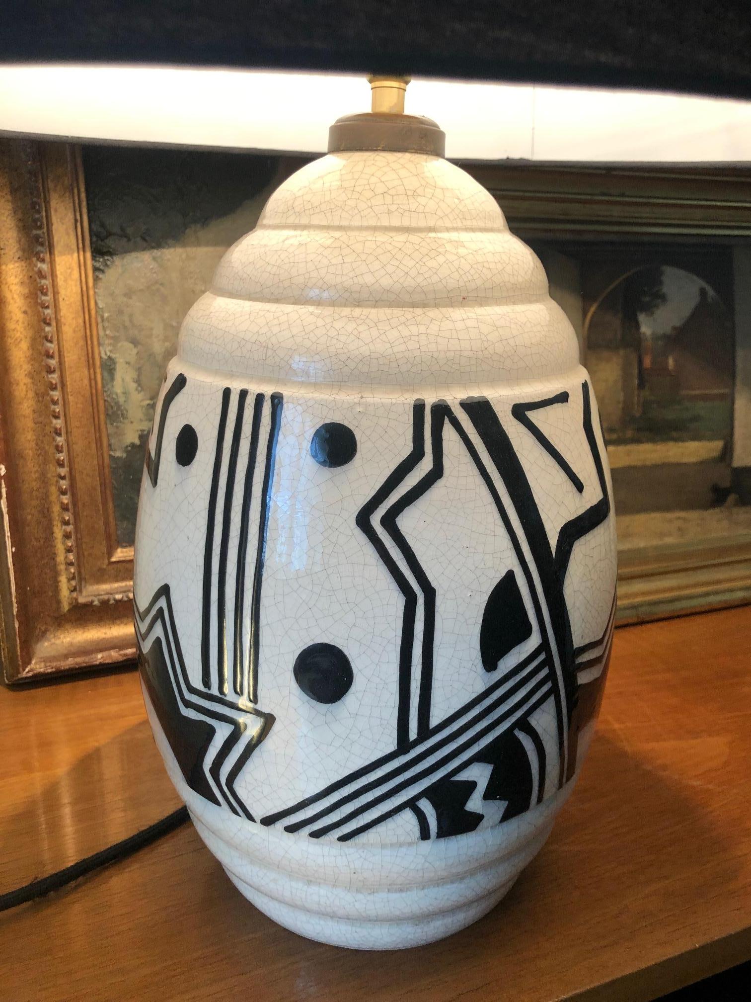 Glazed Art Deco Lamp in Ceramic For Sale