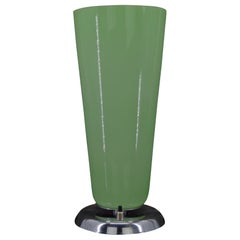 Art Deco Lamp in Chrome and Green Glass, France, circa 1930