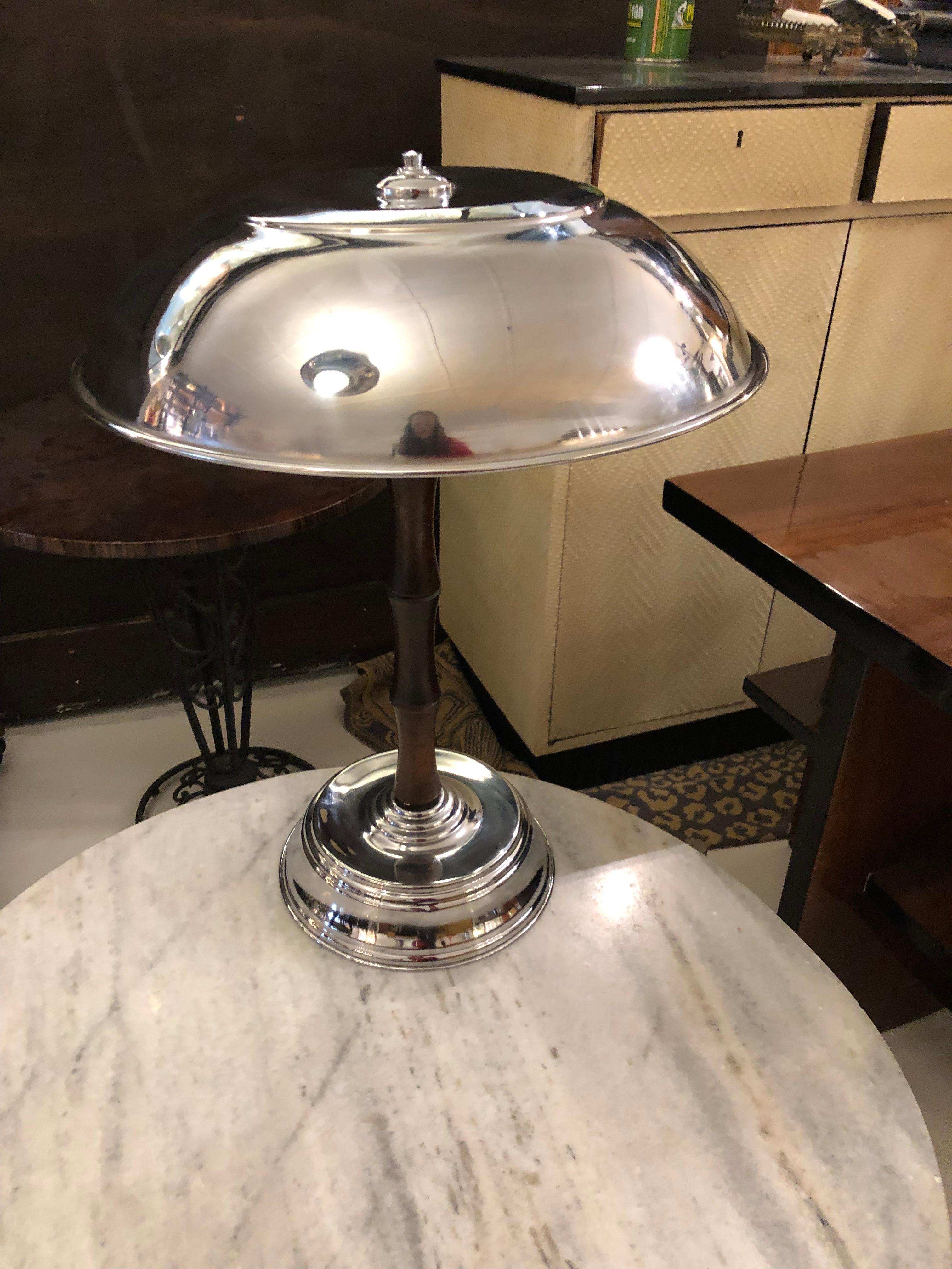 Art Deco Lamp in Chrome and Wood, France, 1930 For Sale 10