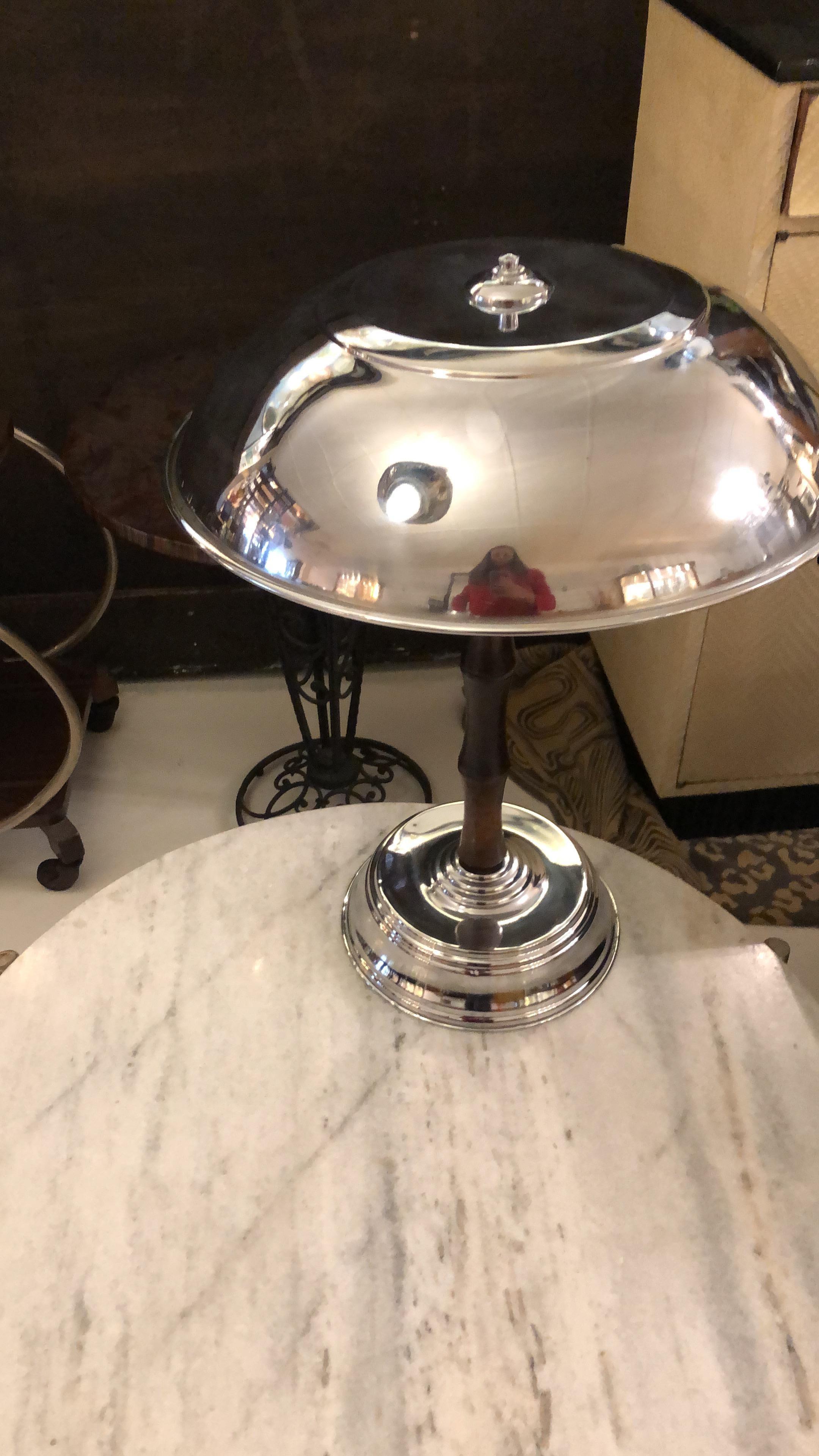 Lamp Art Deco

Materia: Chrome and wood
Style: Art Deco
Country: France
To take care of your property and the lives of our customers, the new wiring has been done.
If you want to live in the golden years, this is the table lamp that your