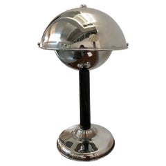 Vintage Art Deco Table Lamp in Chrome and Wood, France, 1930