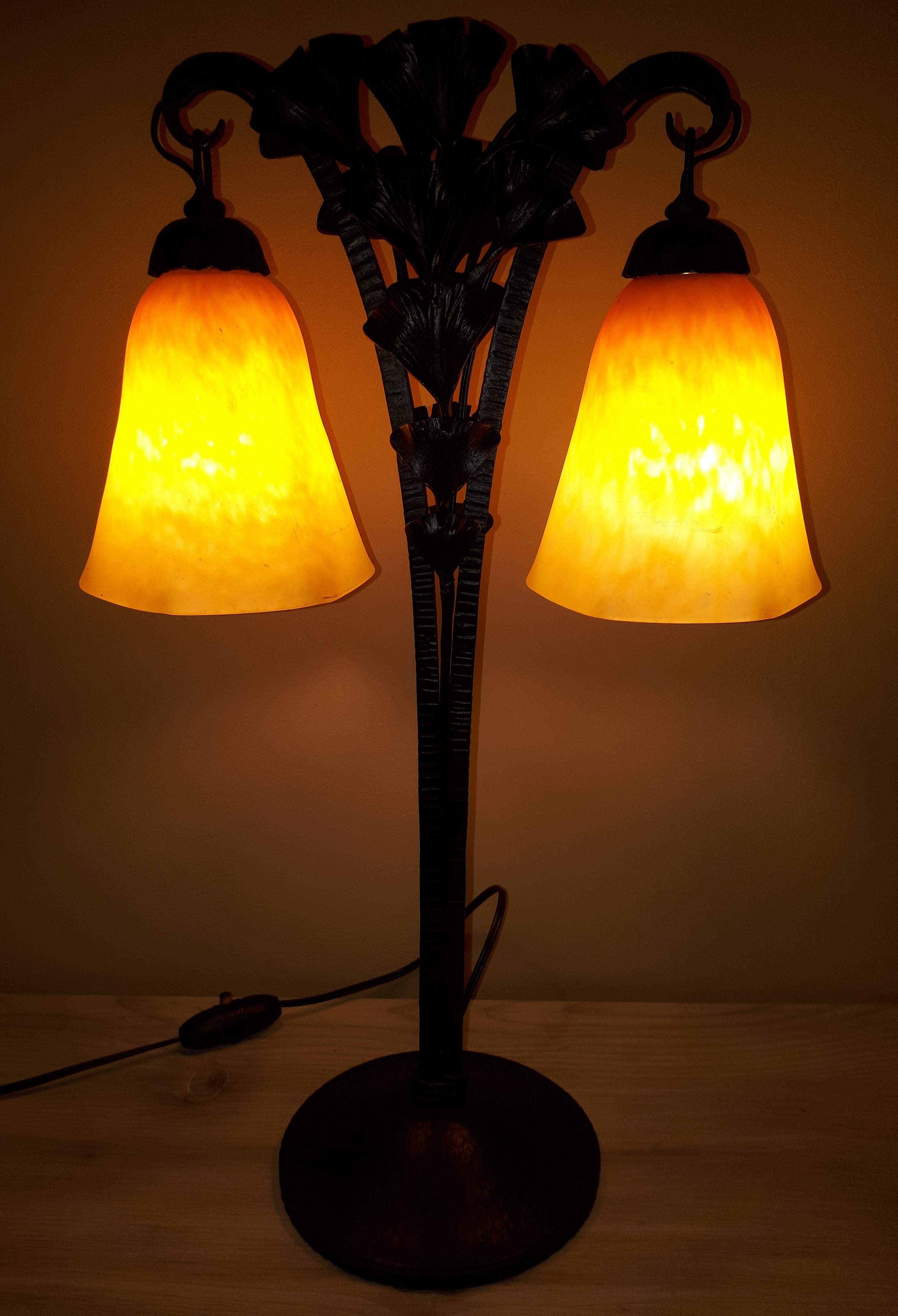 Art-Déco-Lampe aus Schmiedeeisen von Charles Schneider im Angebot 3