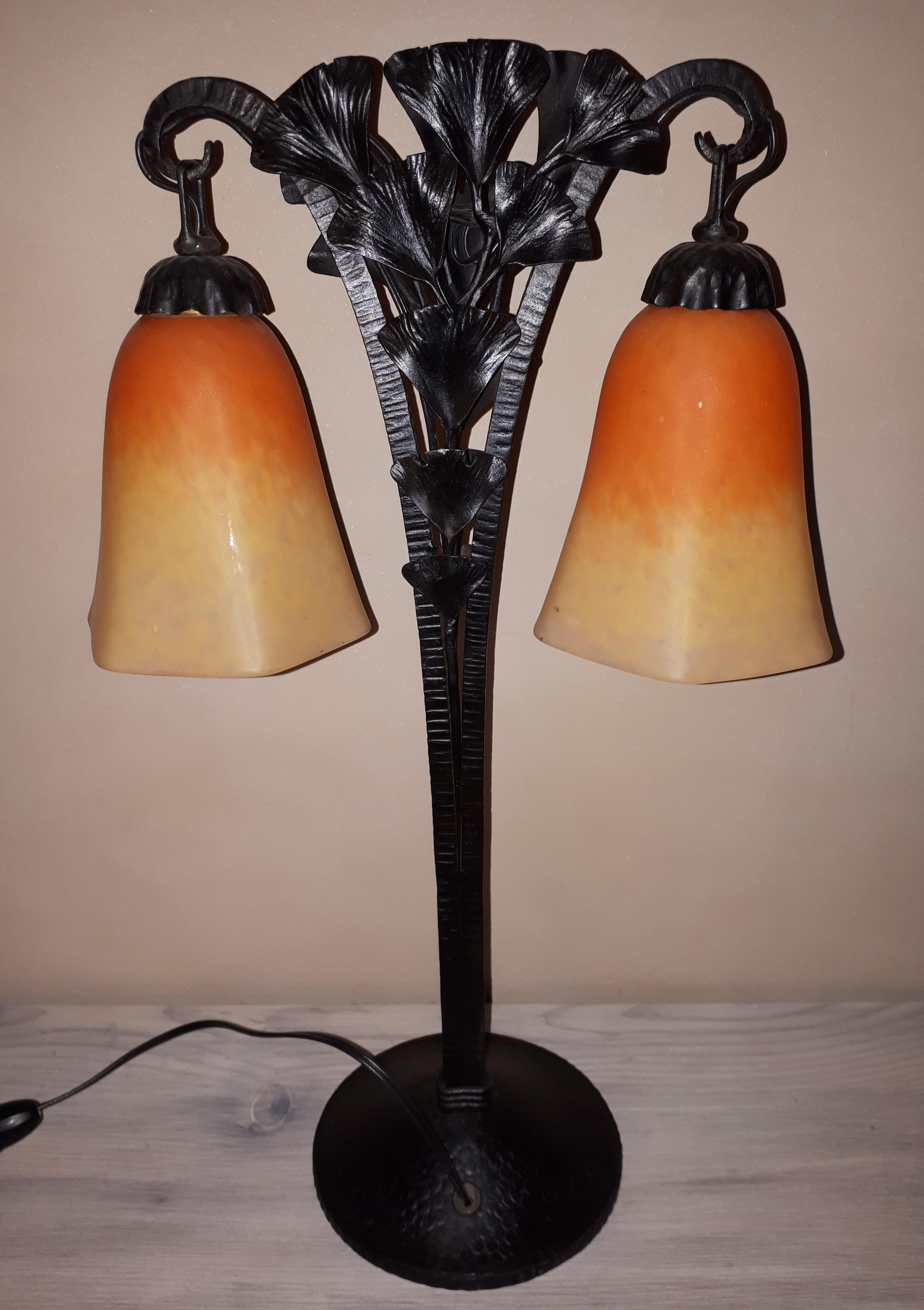 Art Deco lamp in wrought iron by Charles Schneider For Sale 6