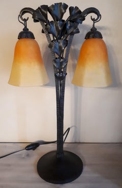 Art Deco lamp in wrought iron by Charles Schneider