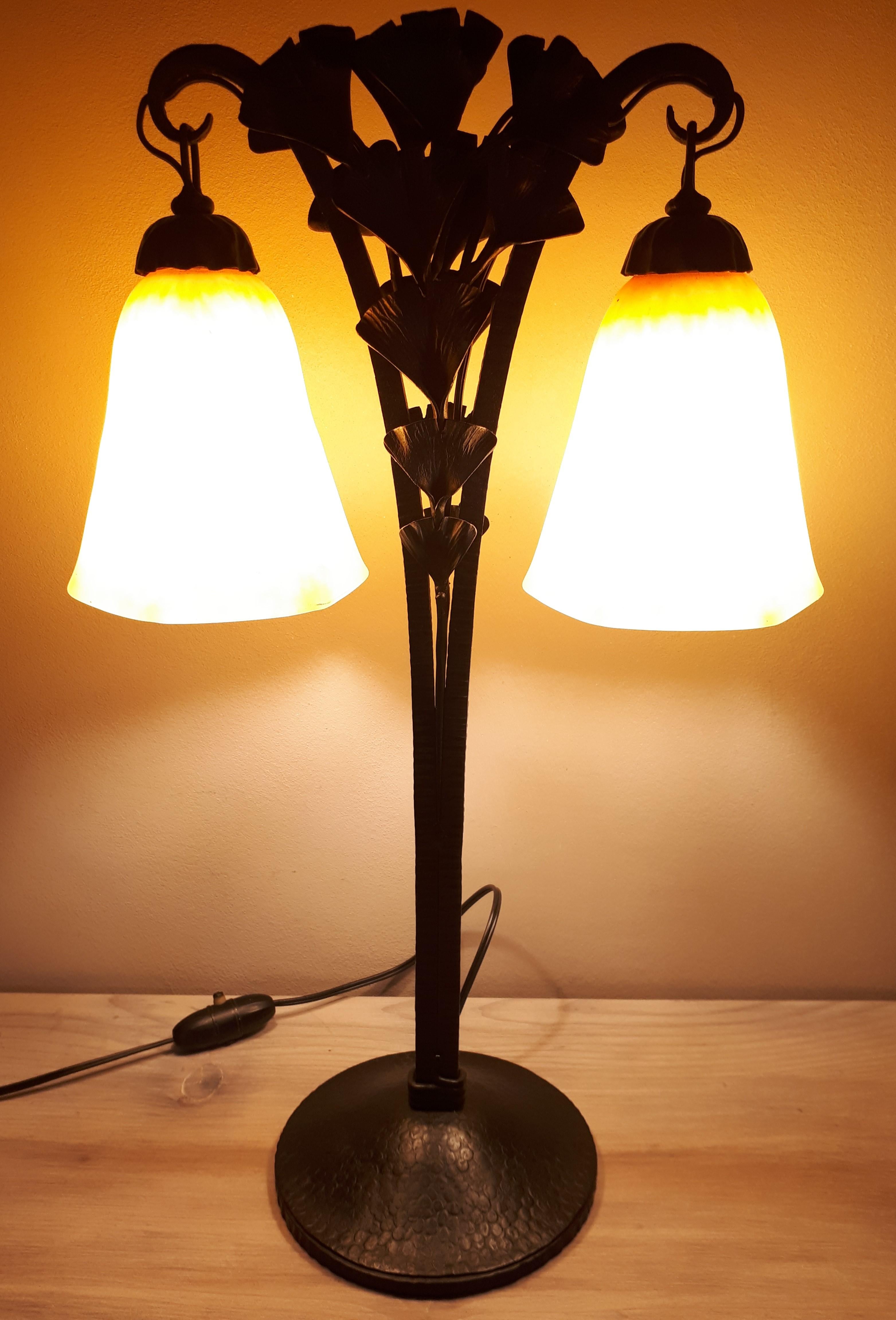 Art-Déco-Lampe aus Schmiedeeisen von Charles Schneider im Angebot 2