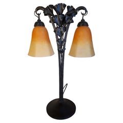 Art Deco lamp in wrought iron by Charles Schneider