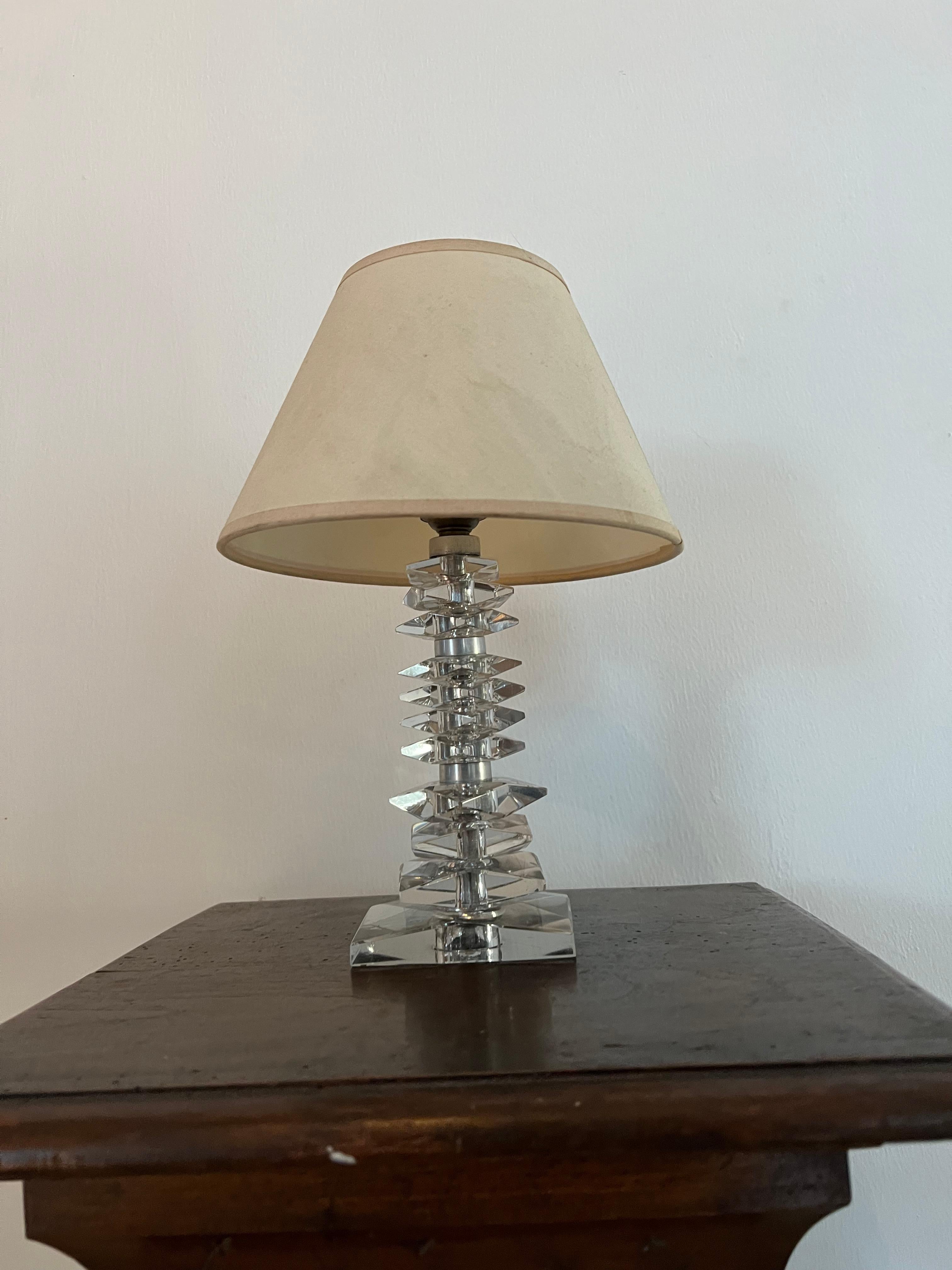 Hand-Crafted Art Deco  Lamp ITSO Baccarat and Jacques Adnet, France circa 1940 For Sale