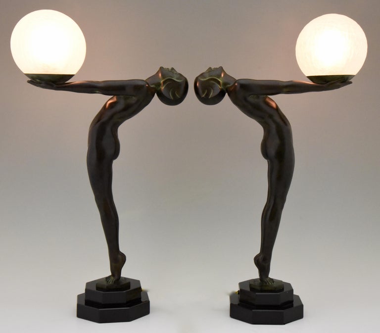 Art Deco Style Lamp Lumina Standing Nude Sculpture Max Le Verrier