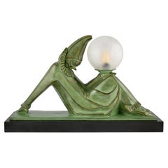Vintage Art Deco lamp Pierrot with ball by Marcel Bouraine for Max le Verrier. 