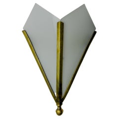 Art Deco lamp shade, opaline and brass, Italy, 1970