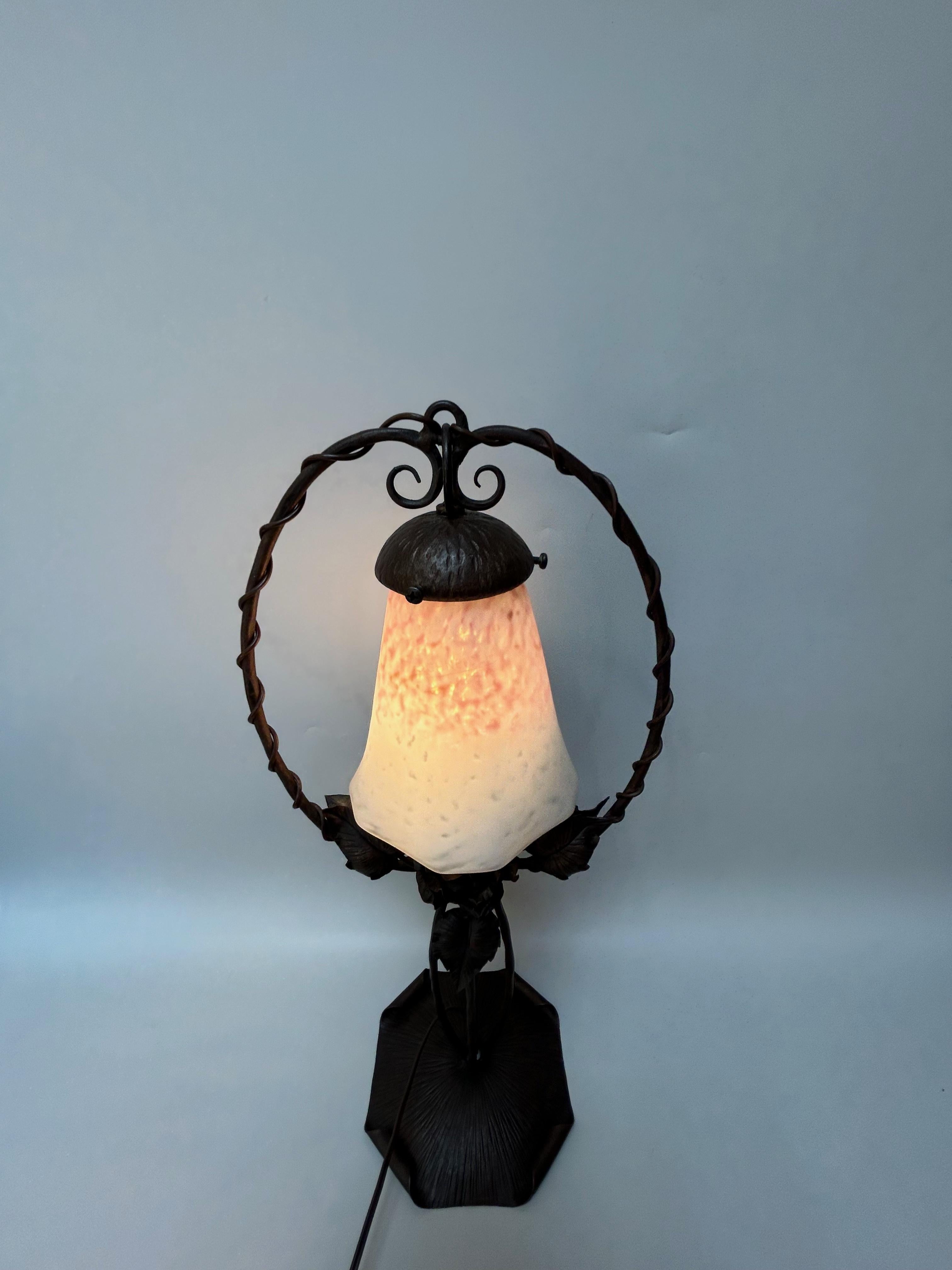 Art Deco Lamp Signed Schneider For Sale 2