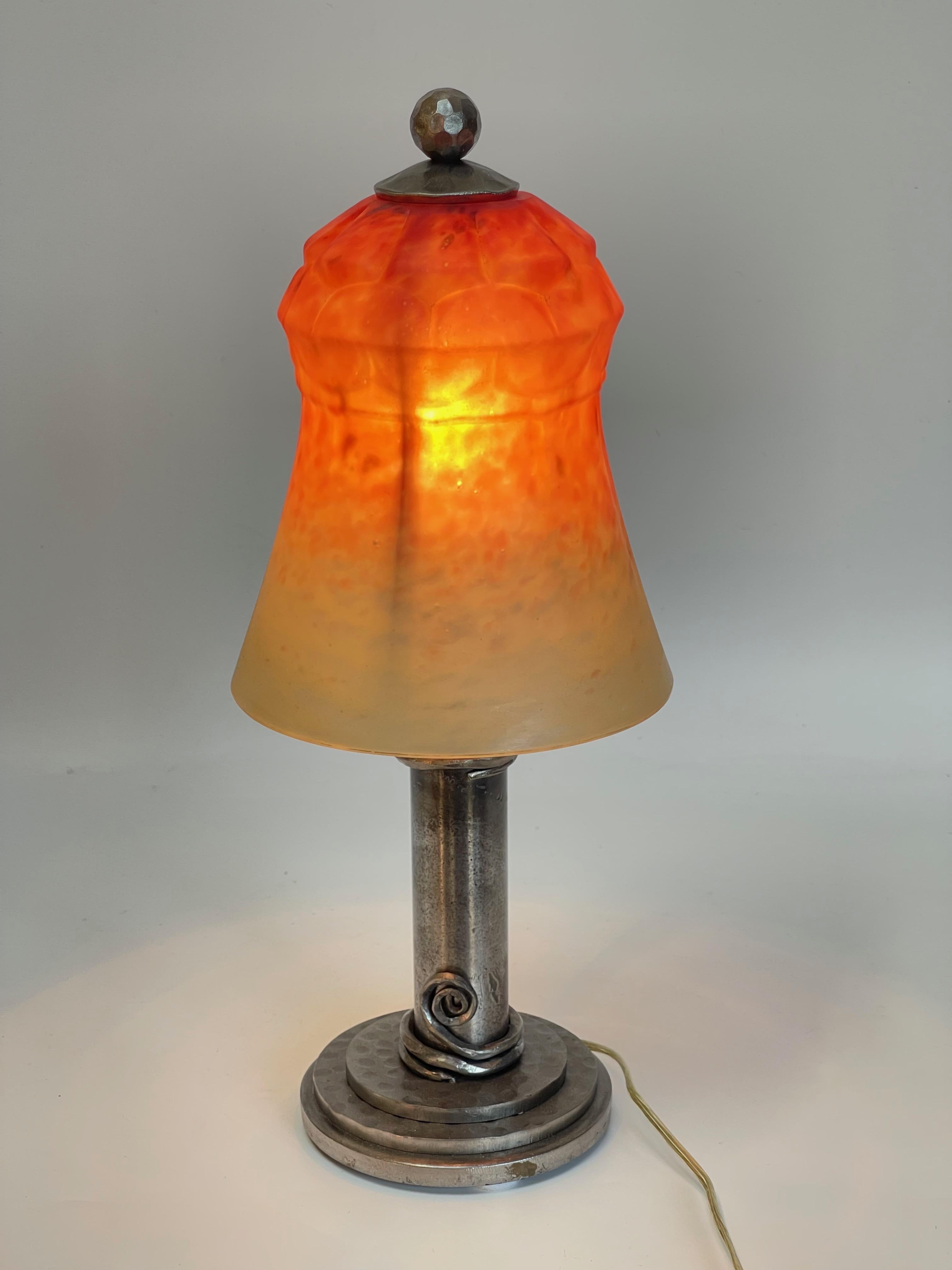 Early 20th Century Art Deco Lamp Signed Schneider For Sale