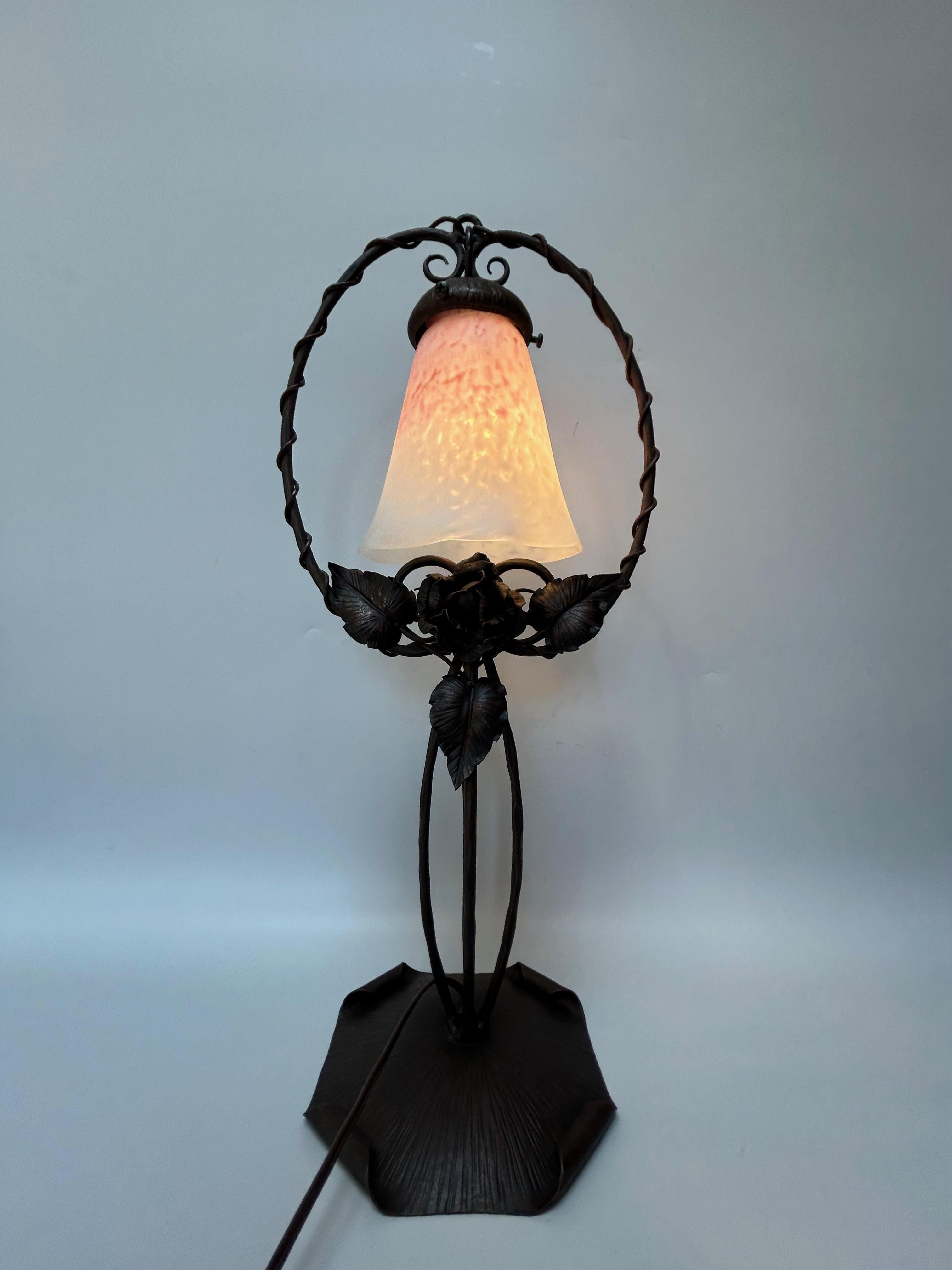 Art Deco Lamp Signed Schneider For Sale 3