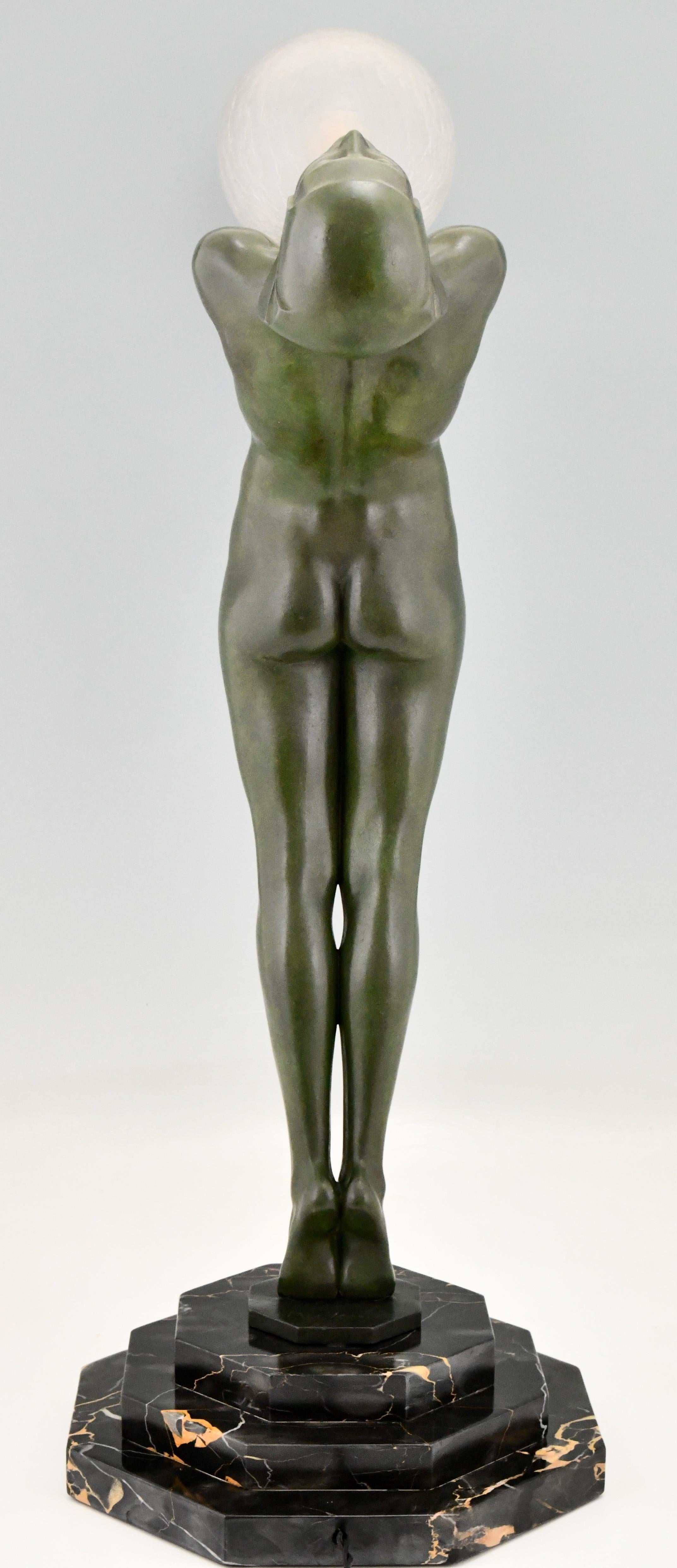 Art Deco Lamp Standing Nude Clarté Max Le Verrier Original, 1928 1