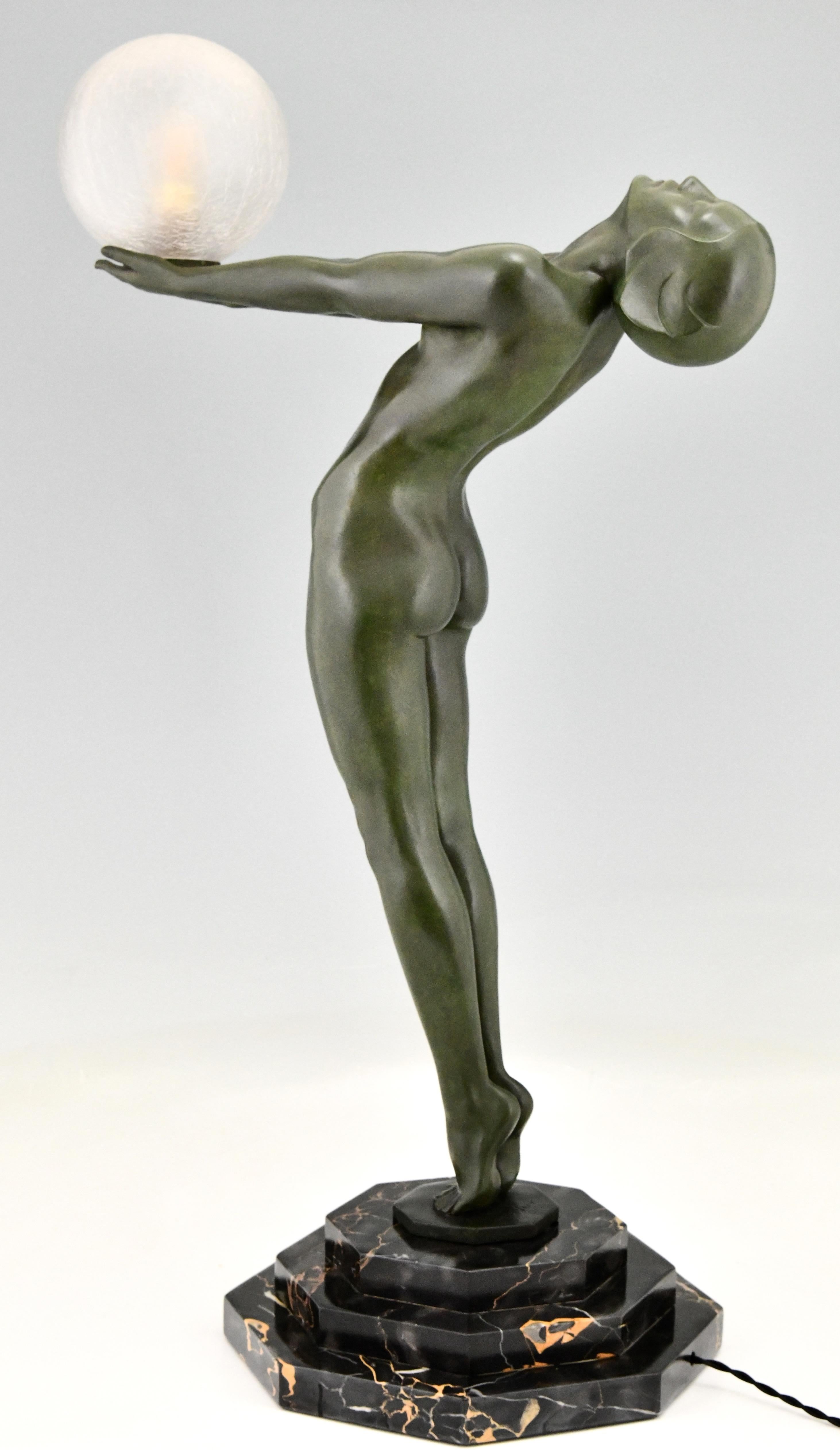 Art Deco Lamp Standing Nude Clarté Max Le Verrier Original, 1928 2
