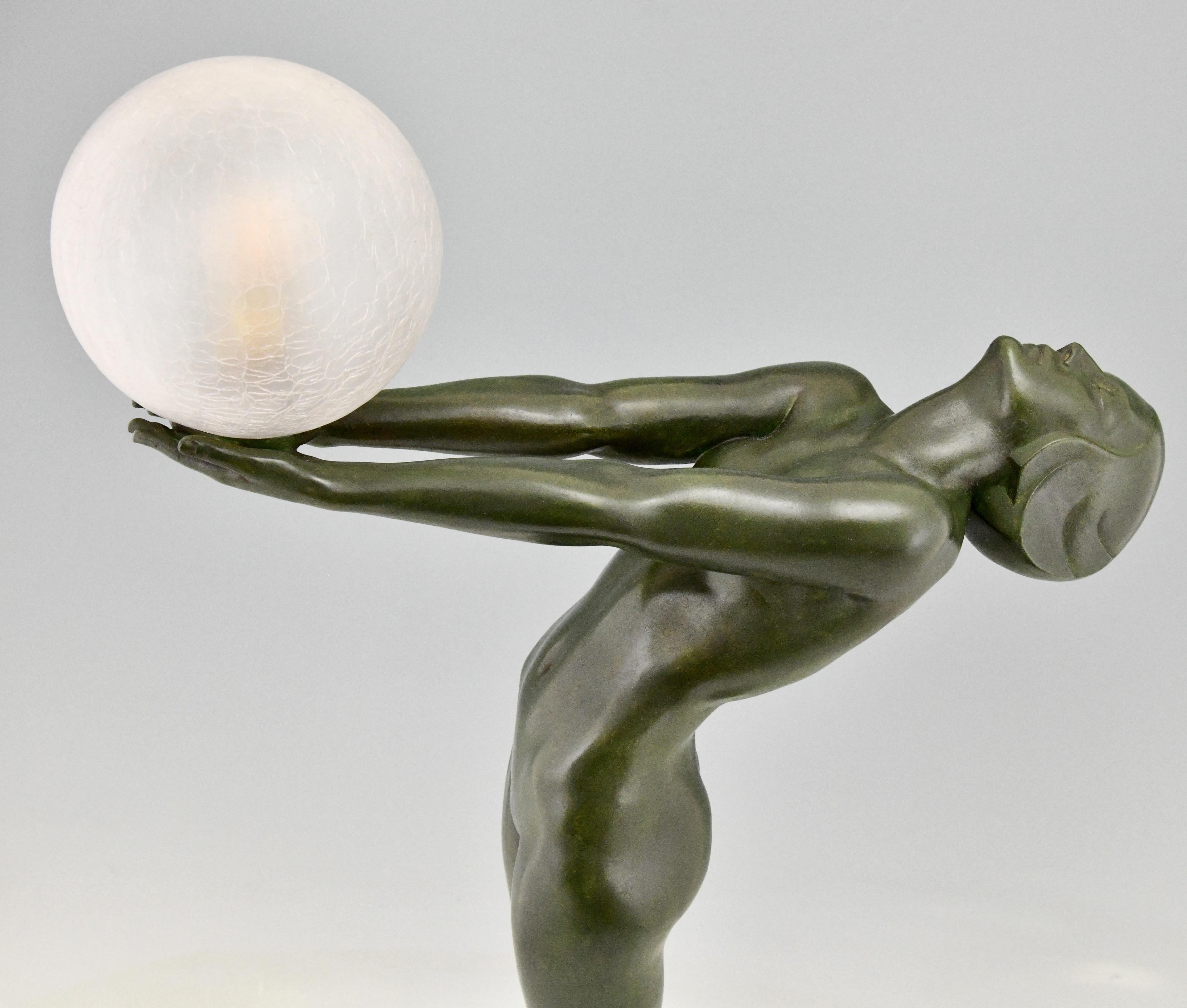 Art Deco Lamp Standing Nude Clarté Max Le Verrier Original, 1928 3