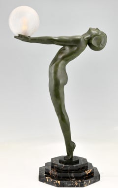 Art Deco Lamp Standing Nude Clarté Max Le Verrier Original, 1928
