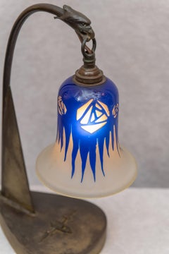 Art Deco Lamp with Cameo Glass Shade