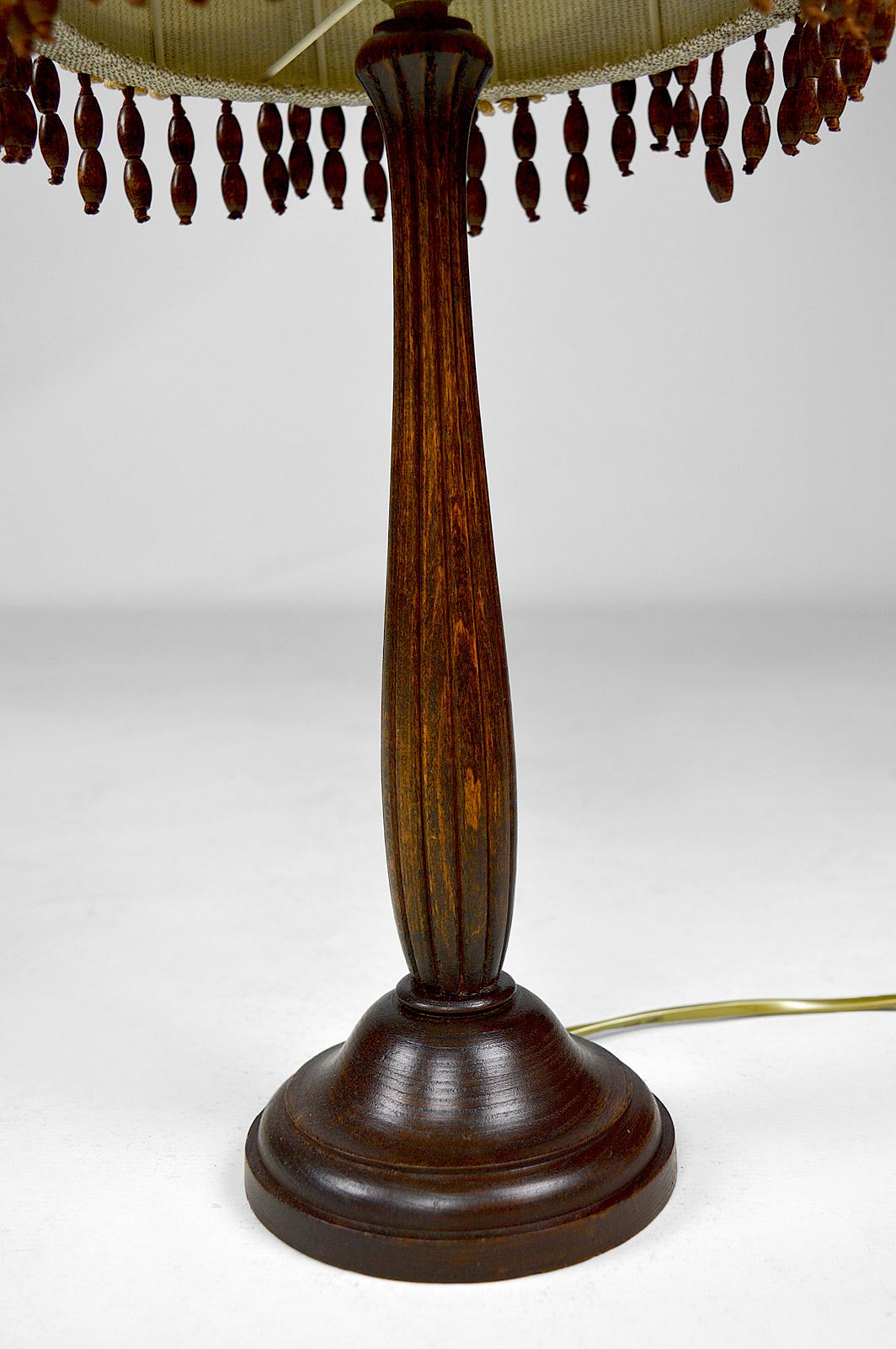 Wood Art Deco Lamp with Fluted Base, France, circa 1925 For Sale