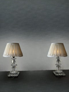 Art Deco Lamps by Baccarat, France circa 1940, Attr. to Jacques Adnet