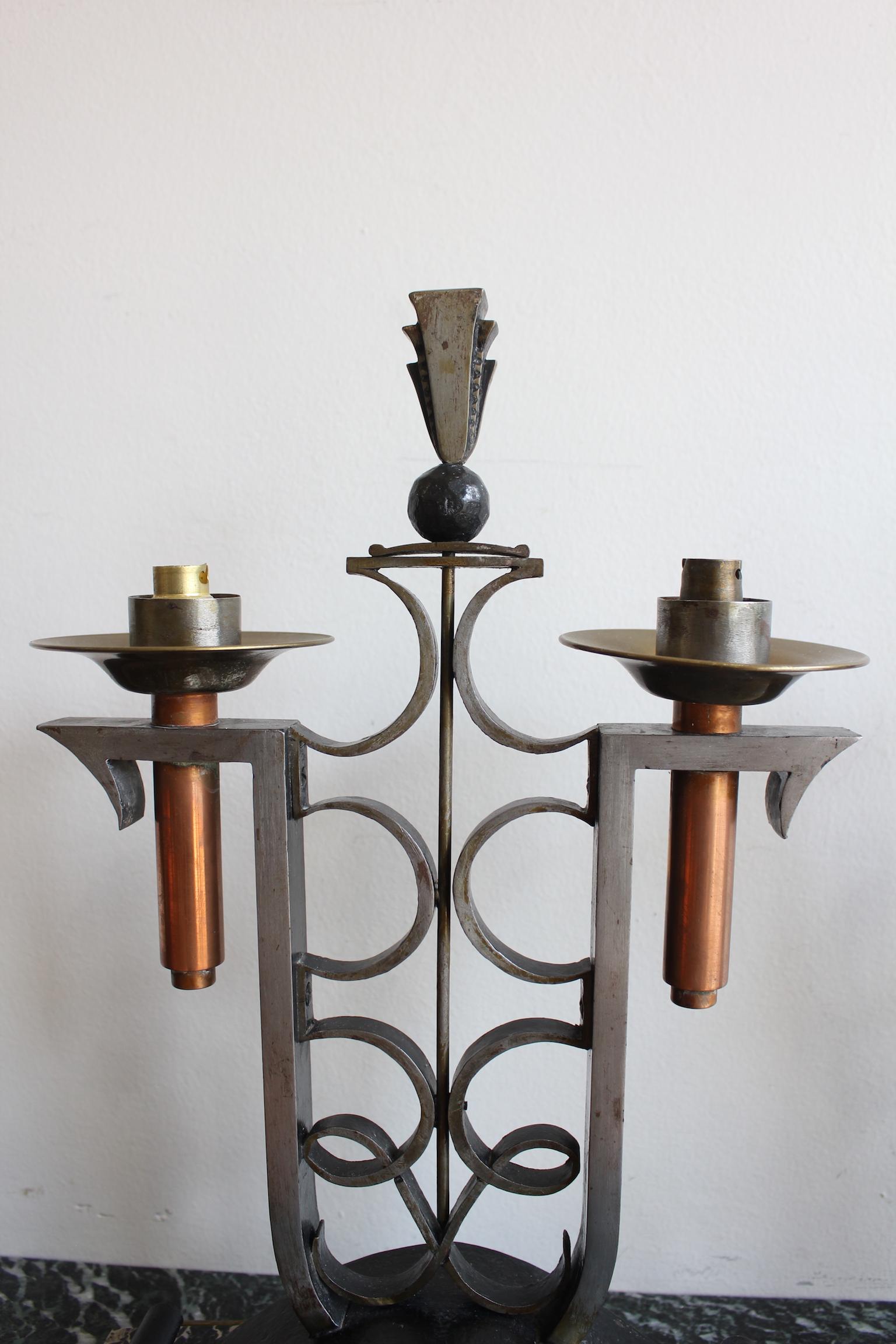 Other Art Déco Lamps In Wrought Iron For Sale