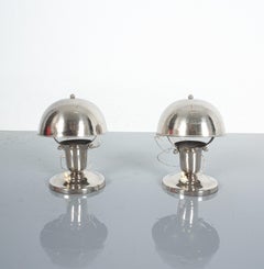 Art Deco Lamps Pair of Nickel Desk Lights, France, 1940