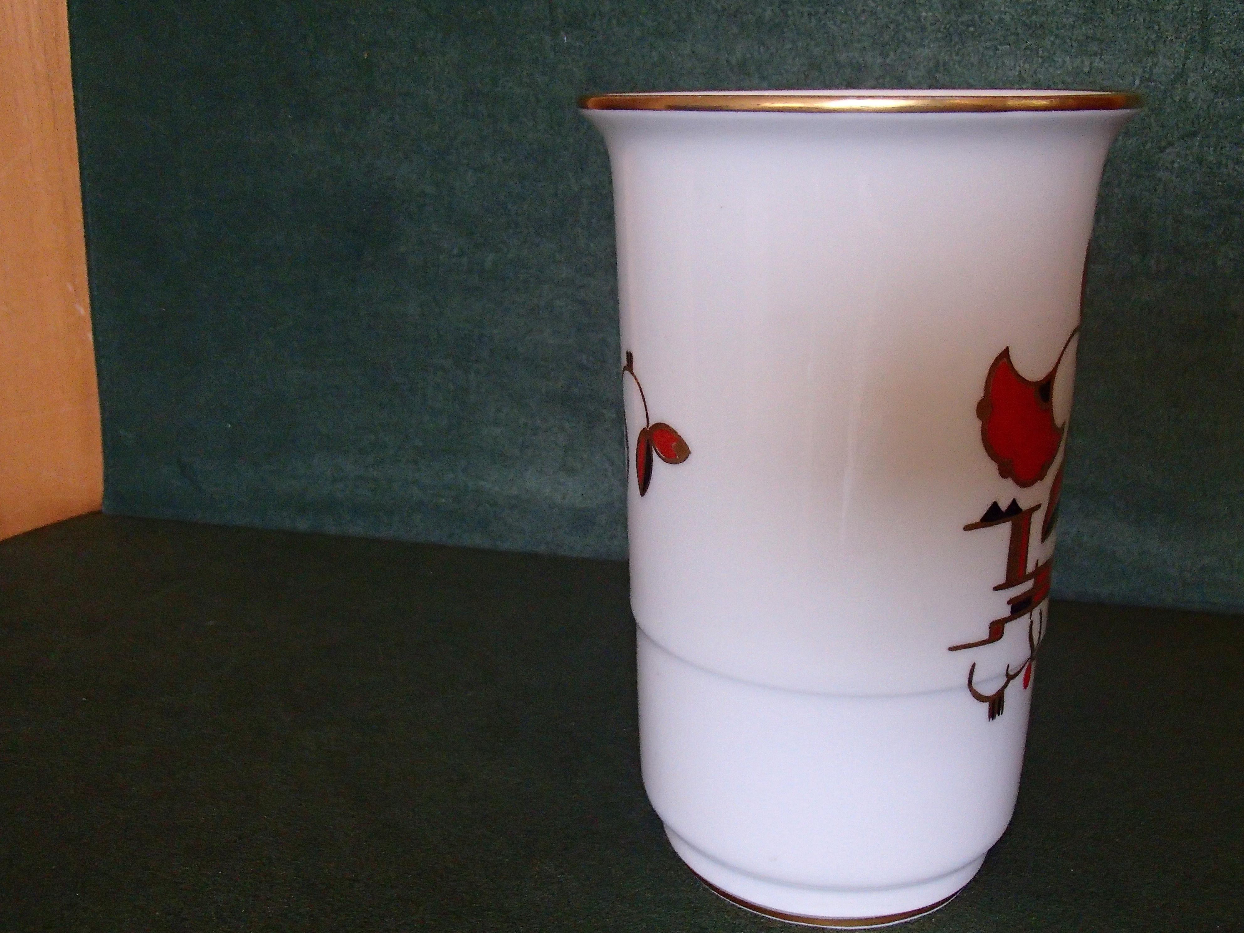 Swiss Art Deco Langenthal Ceramic Vase with Geometrical Design For Sale