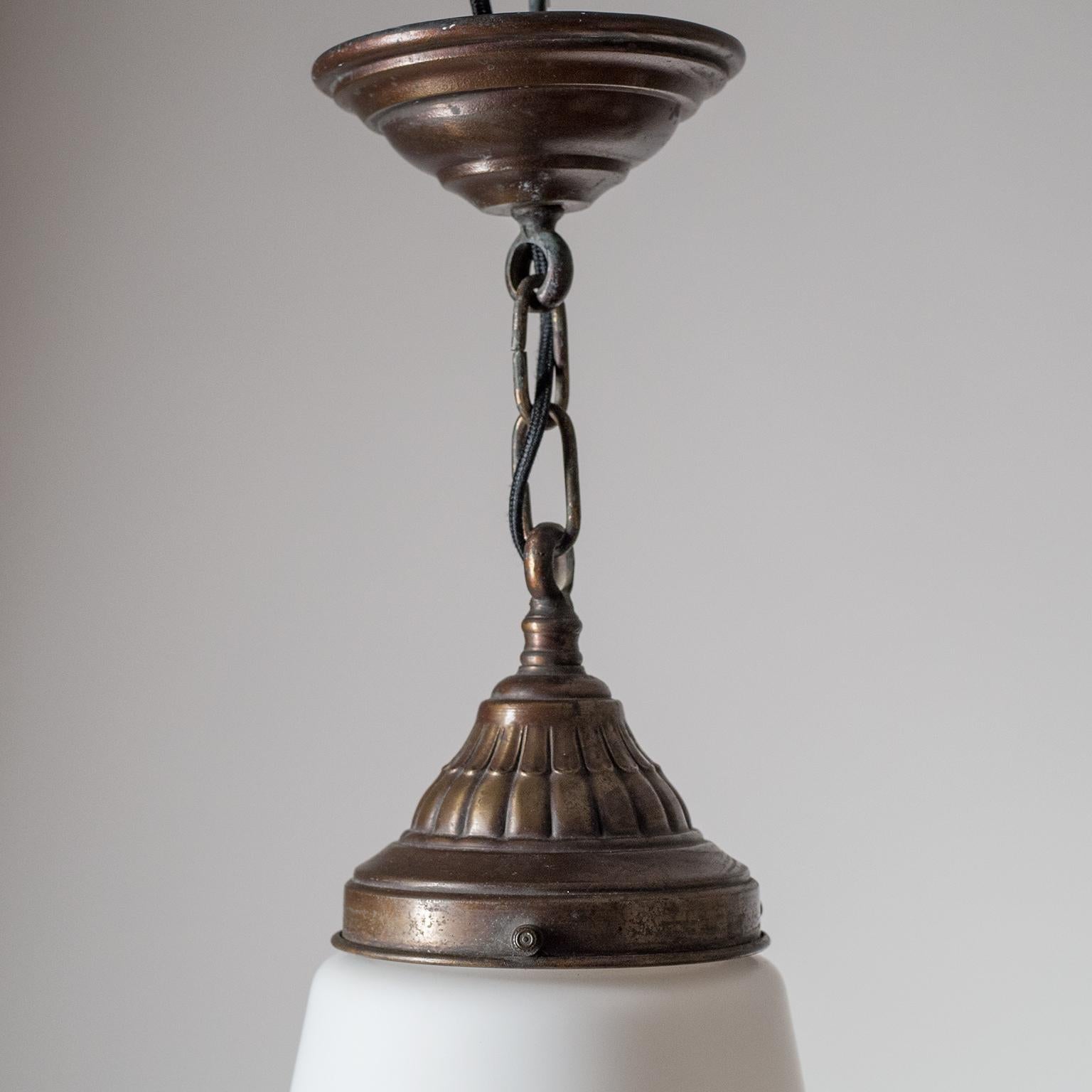 Art Deco Lantern, 1920s, Enameled Glass and Brass 3