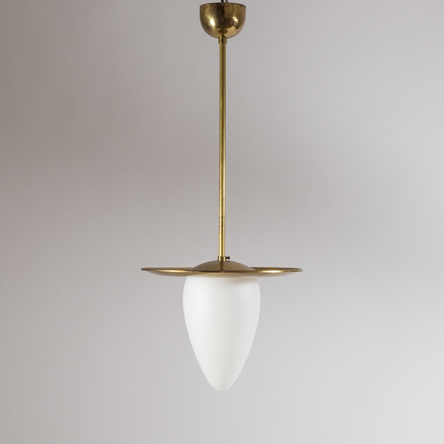 Art Deco Lantern 1930s, Brass and Satin Glass 5