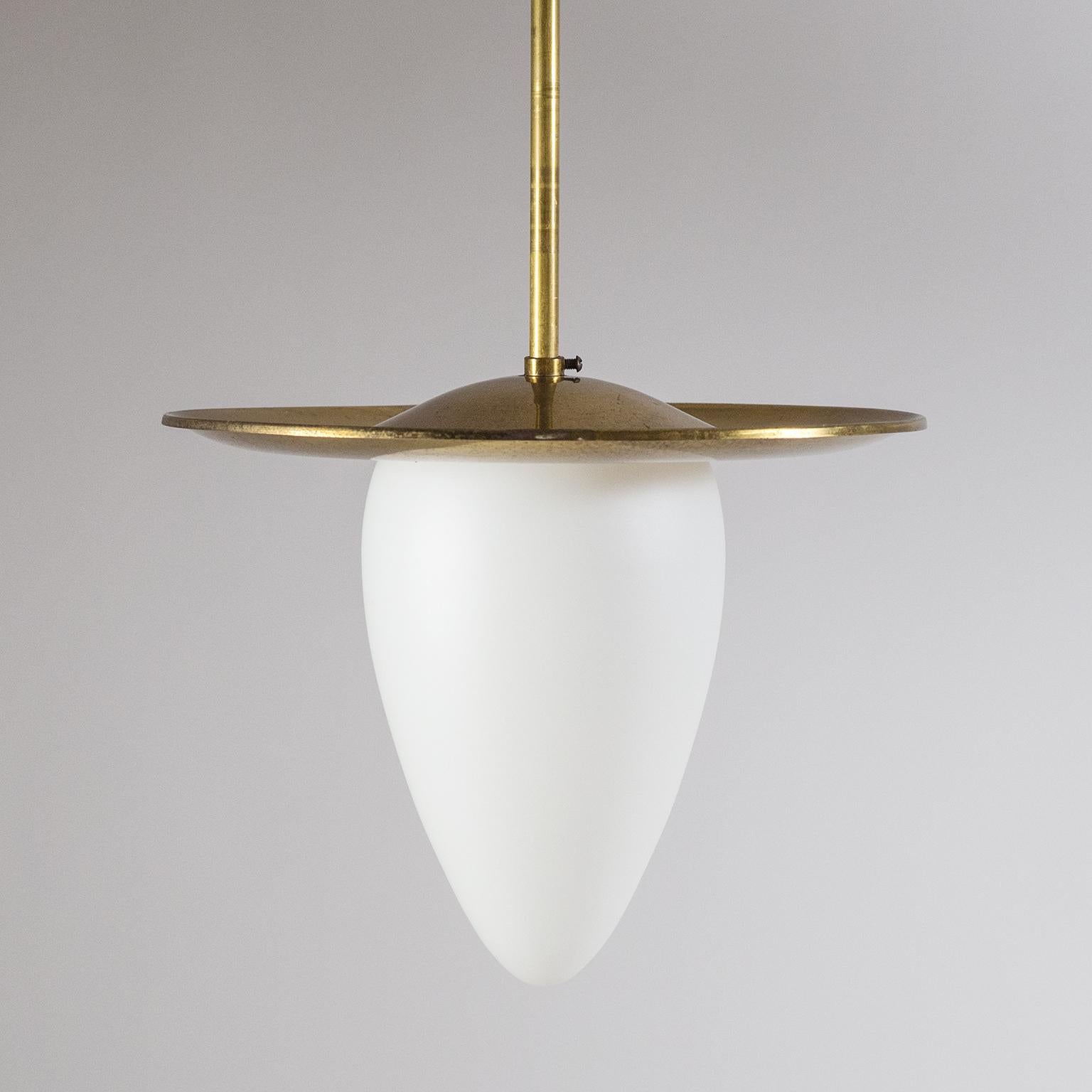 Art Deco Lantern 1930s, Brass and Satin Glass In Good Condition In Vienna, AT