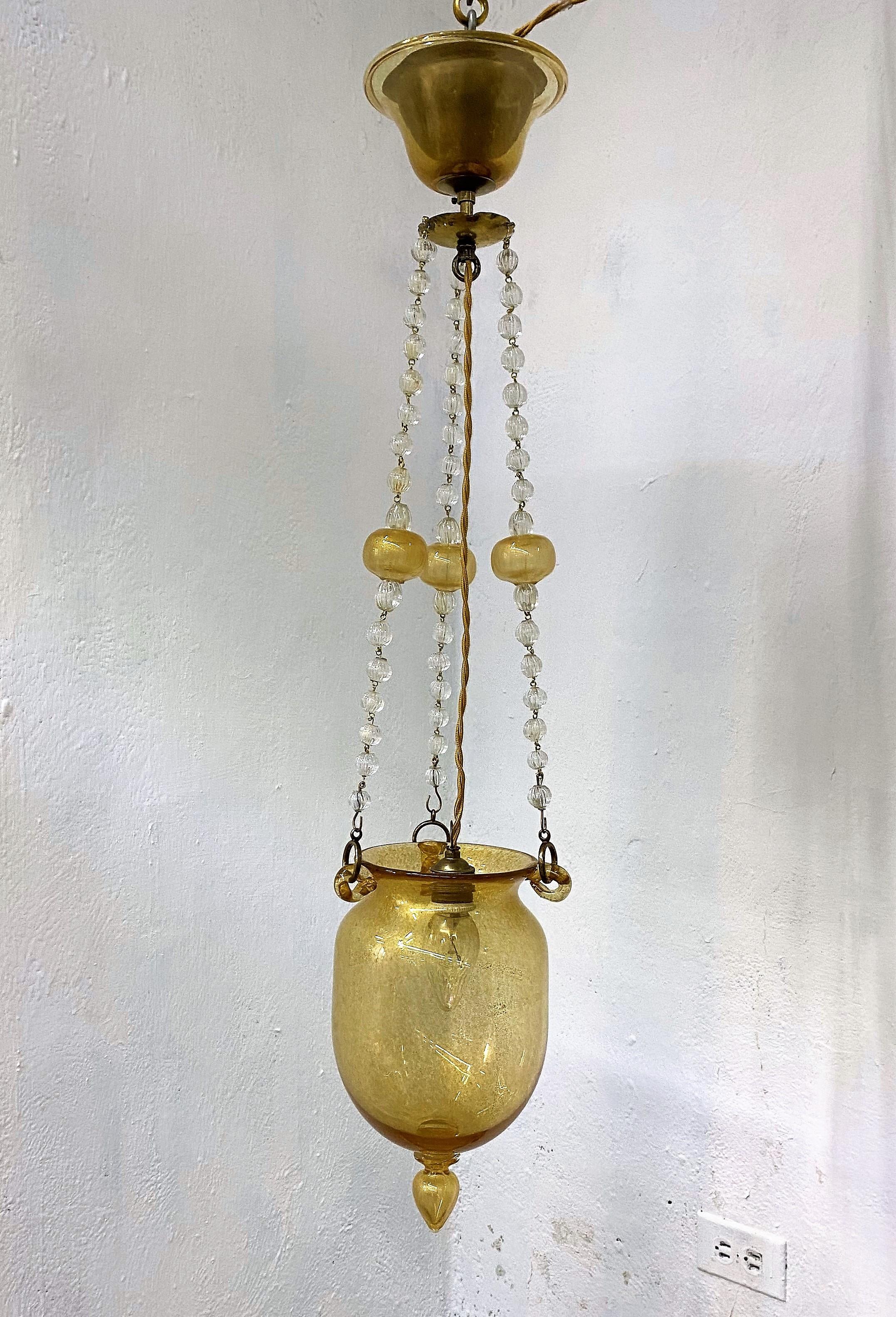 Art Deco Lantern in Murano Glass and Gold Leaf, Attr. to Barovier e Toso ca.1930 For Sale 5