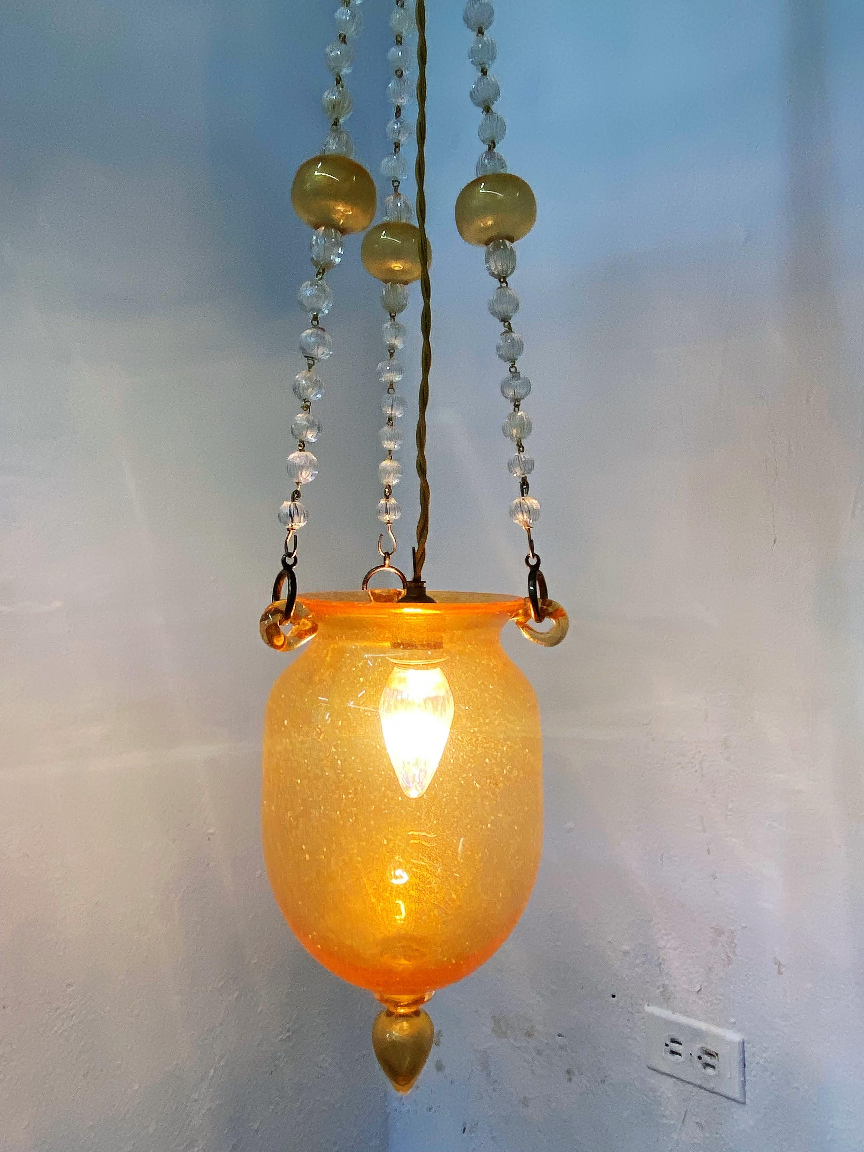 Art Deco Lantern in Murano Glass and Gold Leaf, Attr. to Barovier e Toso ca.1930 For Sale 8