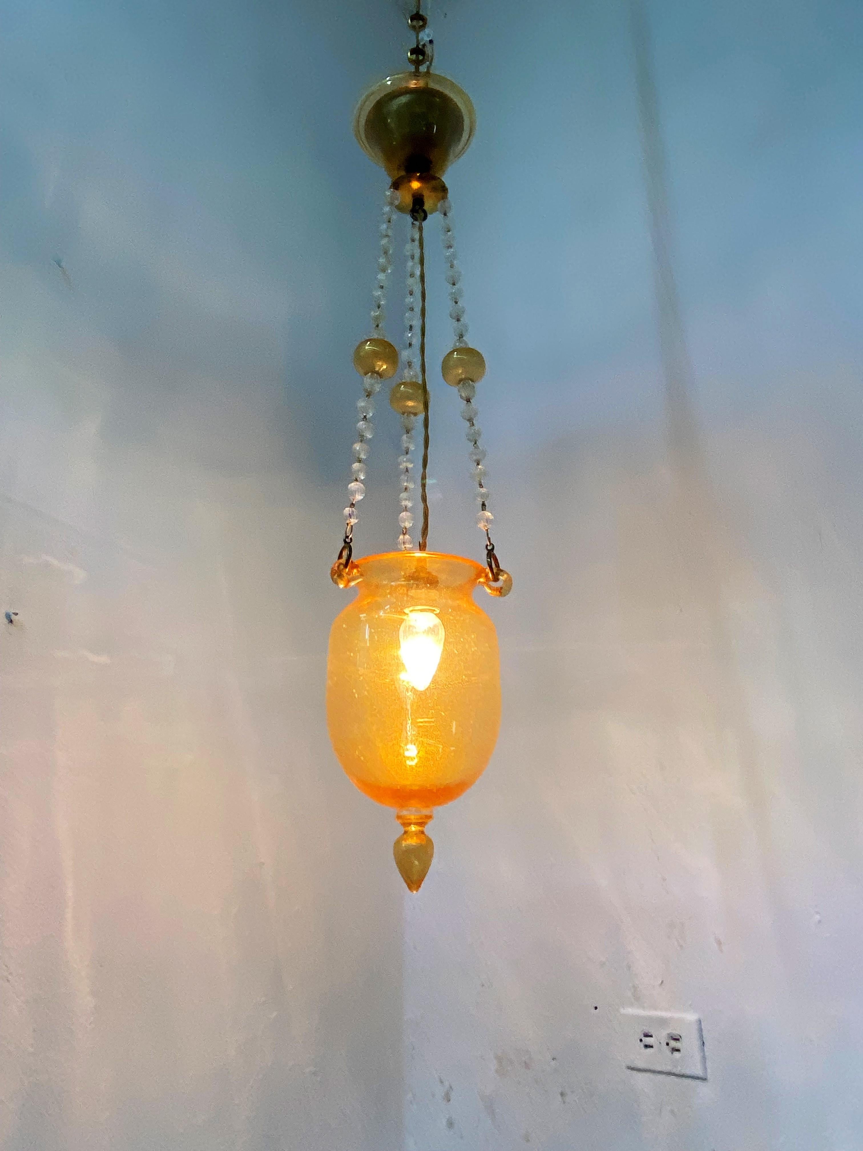 Art Deco Lantern in Murano Glass and Gold Leaf, Attr. to Barovier e Toso ca.1930 For Sale 10
