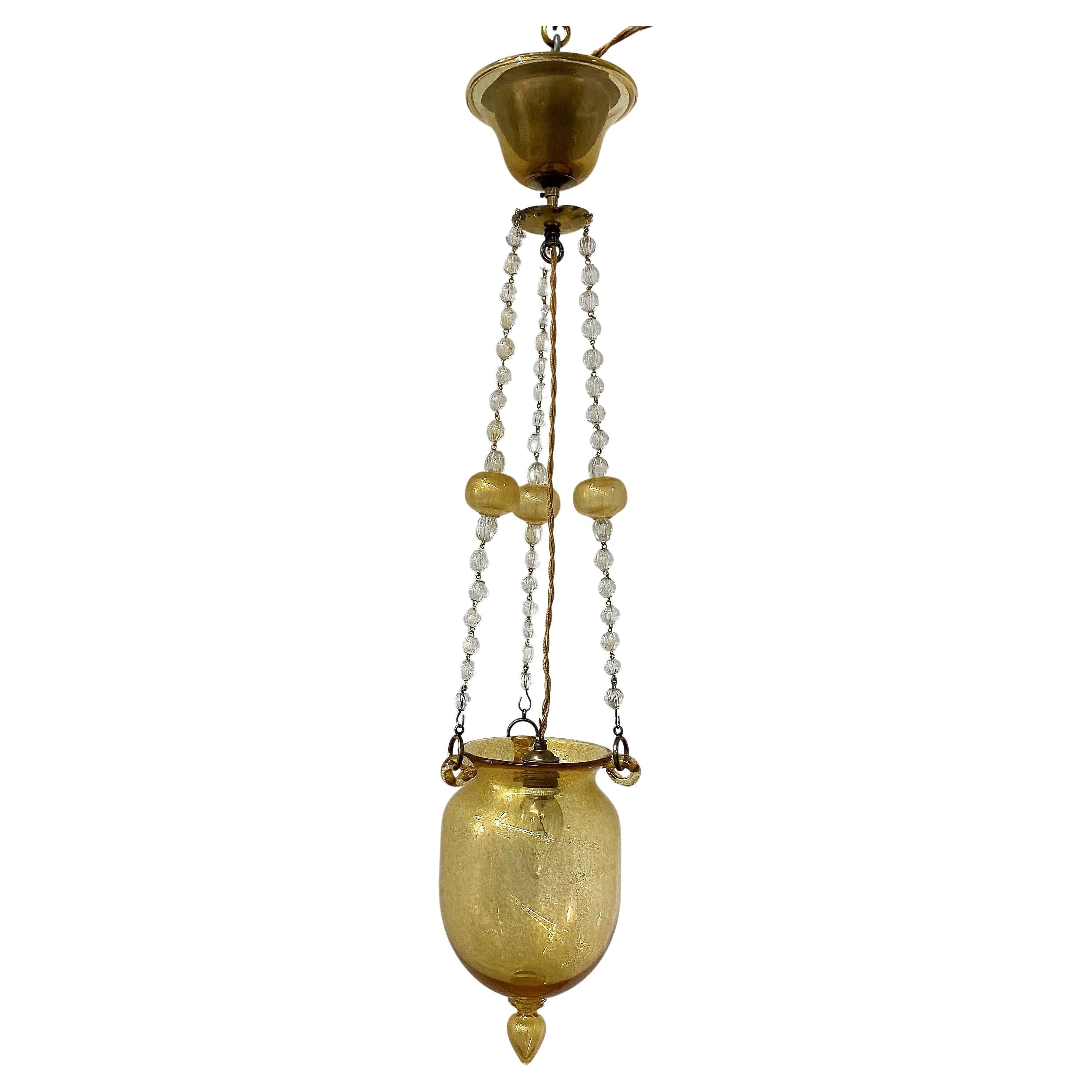 Art Deco Lantern in Murano Glass and Gold Leaf, Attr. to Barovier e Toso ca.1930