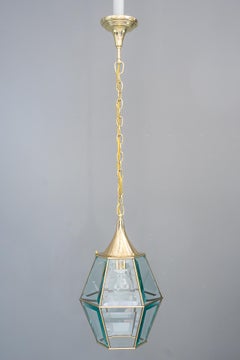 Art Deco Lantern with Original Cut Glasses, Around 1920s