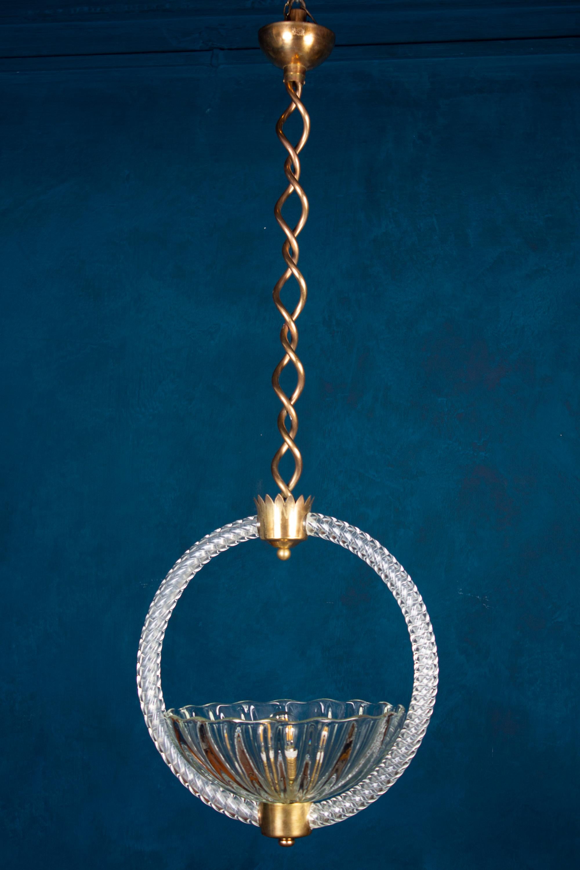  Art Deco Lanterns or Pendant by Ercole Barovier, 1940 In Excellent Condition In Rome, IT