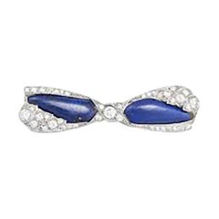 Art Deco Lapis Lazuli and Diamond Bow Brooch