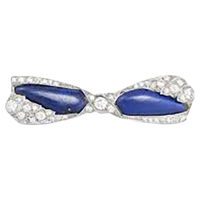 Art Deco Lapis Lazuli and Diamond Bow Brooch