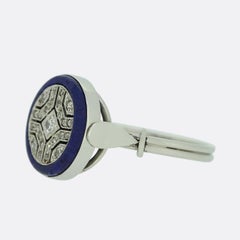 Art Deco Lapis Lazuli and Diamond Ring