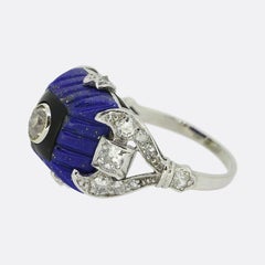 Art Deco Lapis Lazuli and Diamond Ring