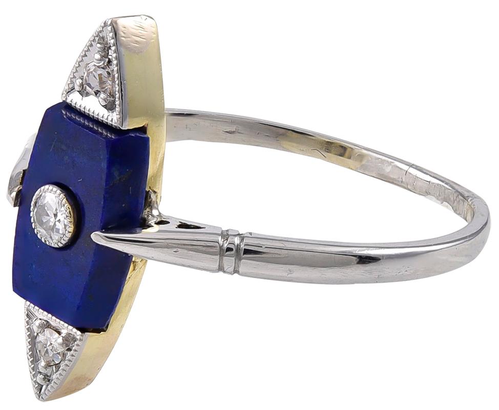 Women's Art Deco Lapis Lazuli and Diamond Ring For Sale