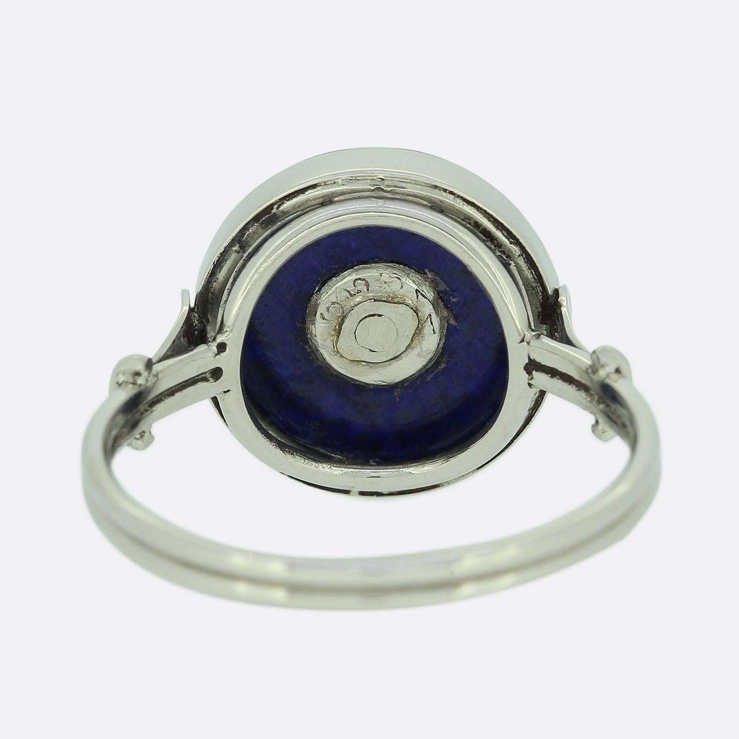 Art Deco Lapislazuli und Diamant Ring (Rosenschliff) im Angebot
