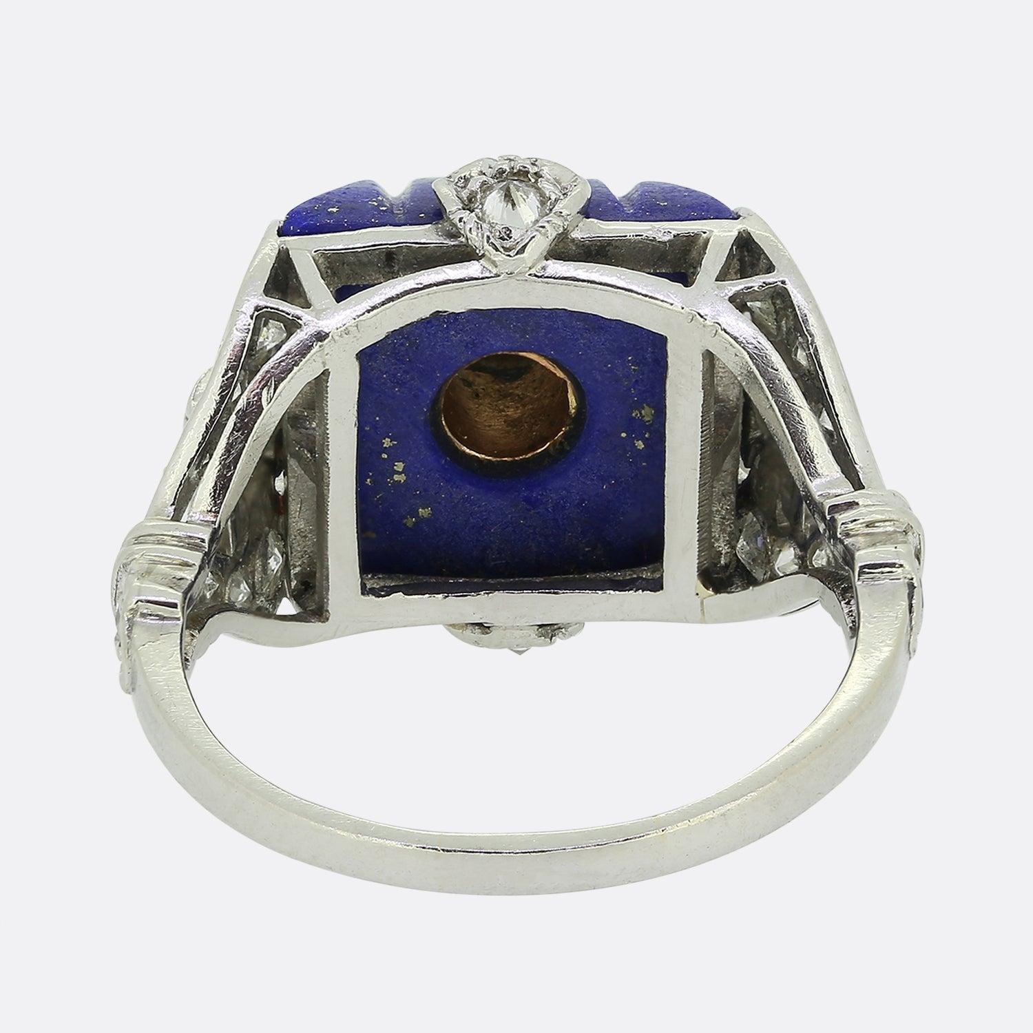 Art Deco Lapis Lazuli and Diamond Ring In Good Condition For Sale In London, GB
