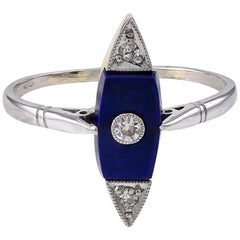 Vintage Art Deco Lapis Lazuli and Diamond Ring