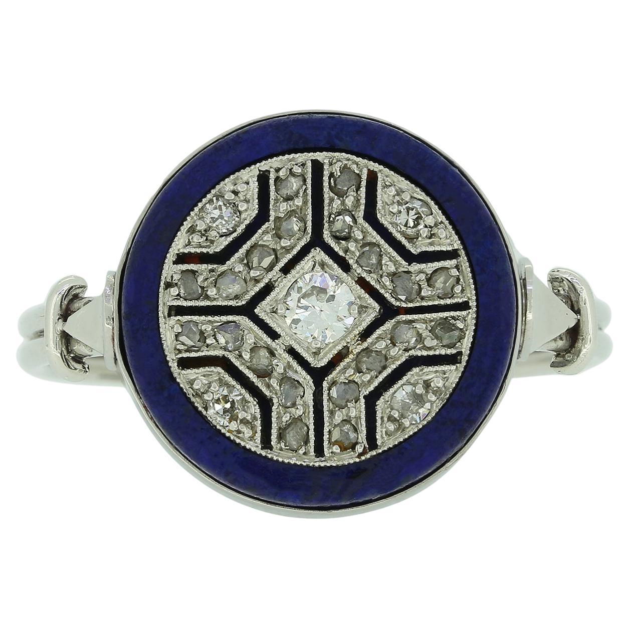 Art Deco Lapis Lazuli and Diamond Ring For Sale