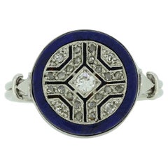 Used Art Deco Lapis Lazuli and Diamond Ring