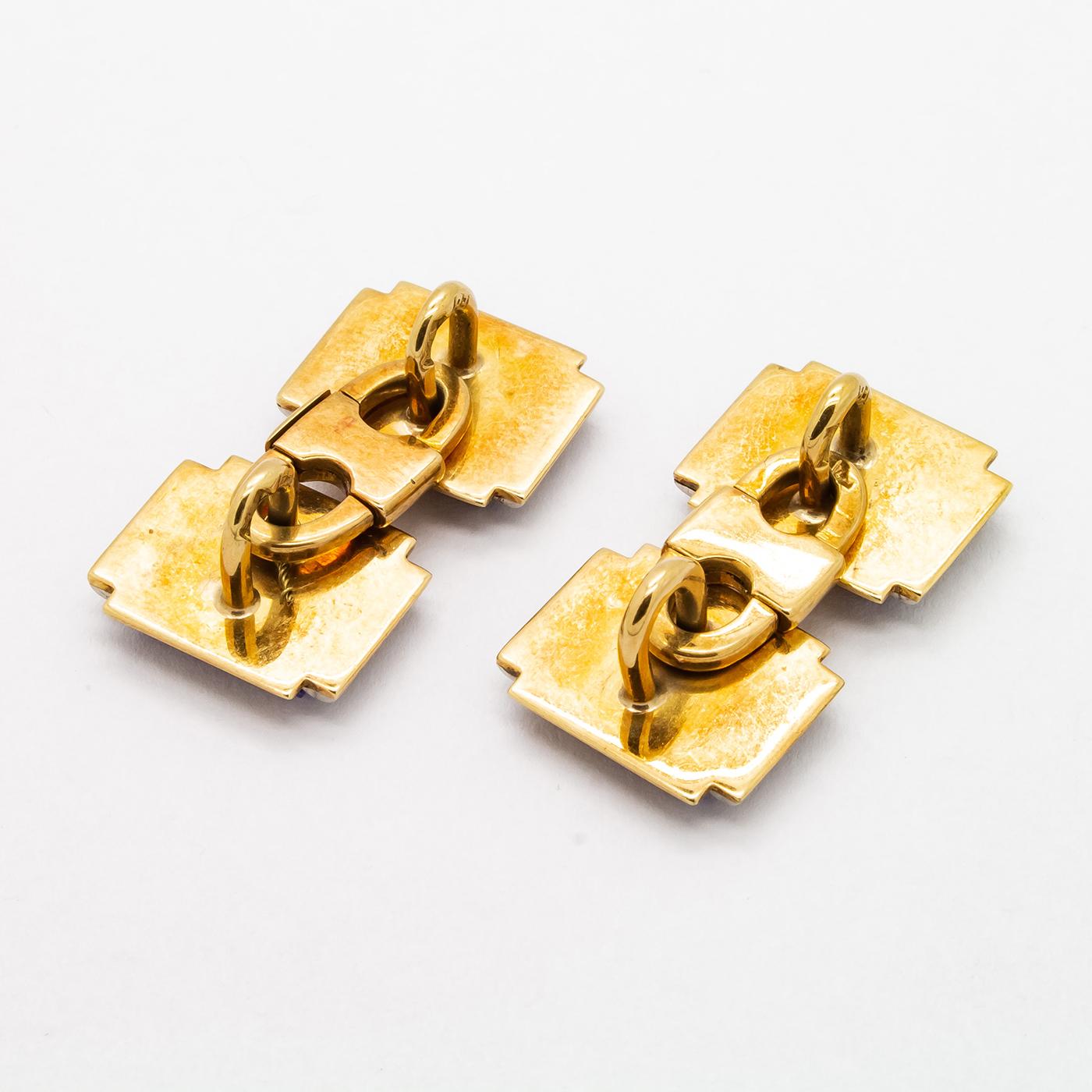 Art Deco Lapis Lazuli And Gold Cufflinks, Circa 1935 In Good Condition For Sale In London, GB