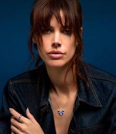 Art Deco Lapis Lazuli & Diamond 18K Yellow Gold Necklace