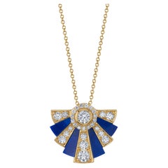 Collana Art Deco in lapislazzuli e diamanti in oro giallo 18 carati